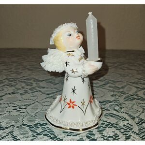 Irish Dresden Lace Porcelain "Angel Candle Holder" Figurine